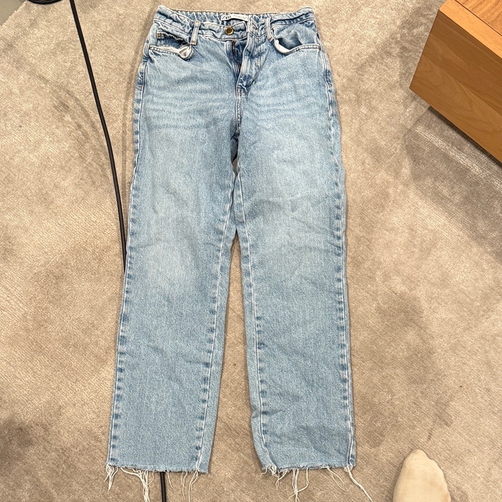 Zara Light Blue Straight Leg Jeans